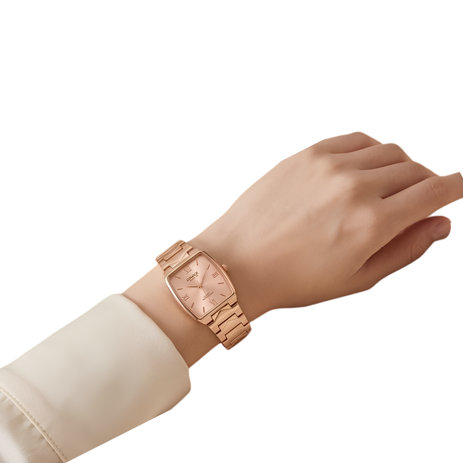 Pink-Square Dial Watch