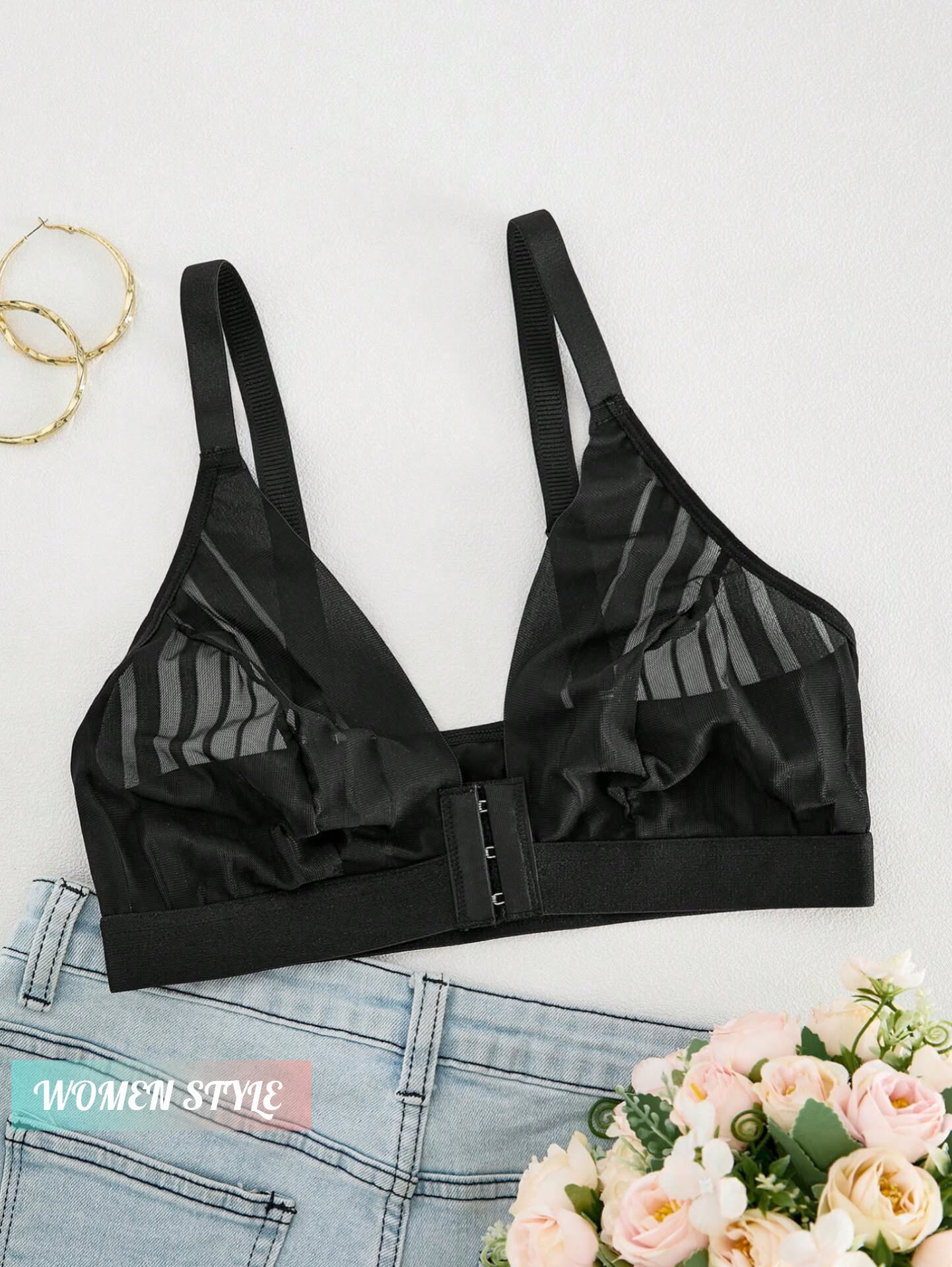 Elegant Front-Close Mesh Bra